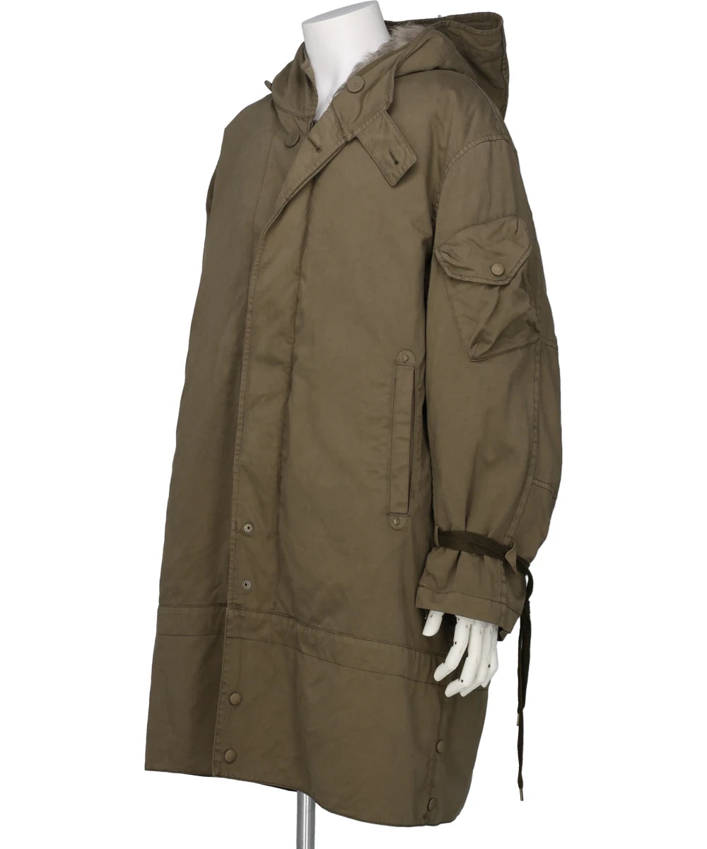 GARMENT DYED HOODIE COAT WITH FUR LINER