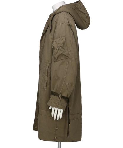 GARMENT DYED HOODIE COAT WITH FUR LINER