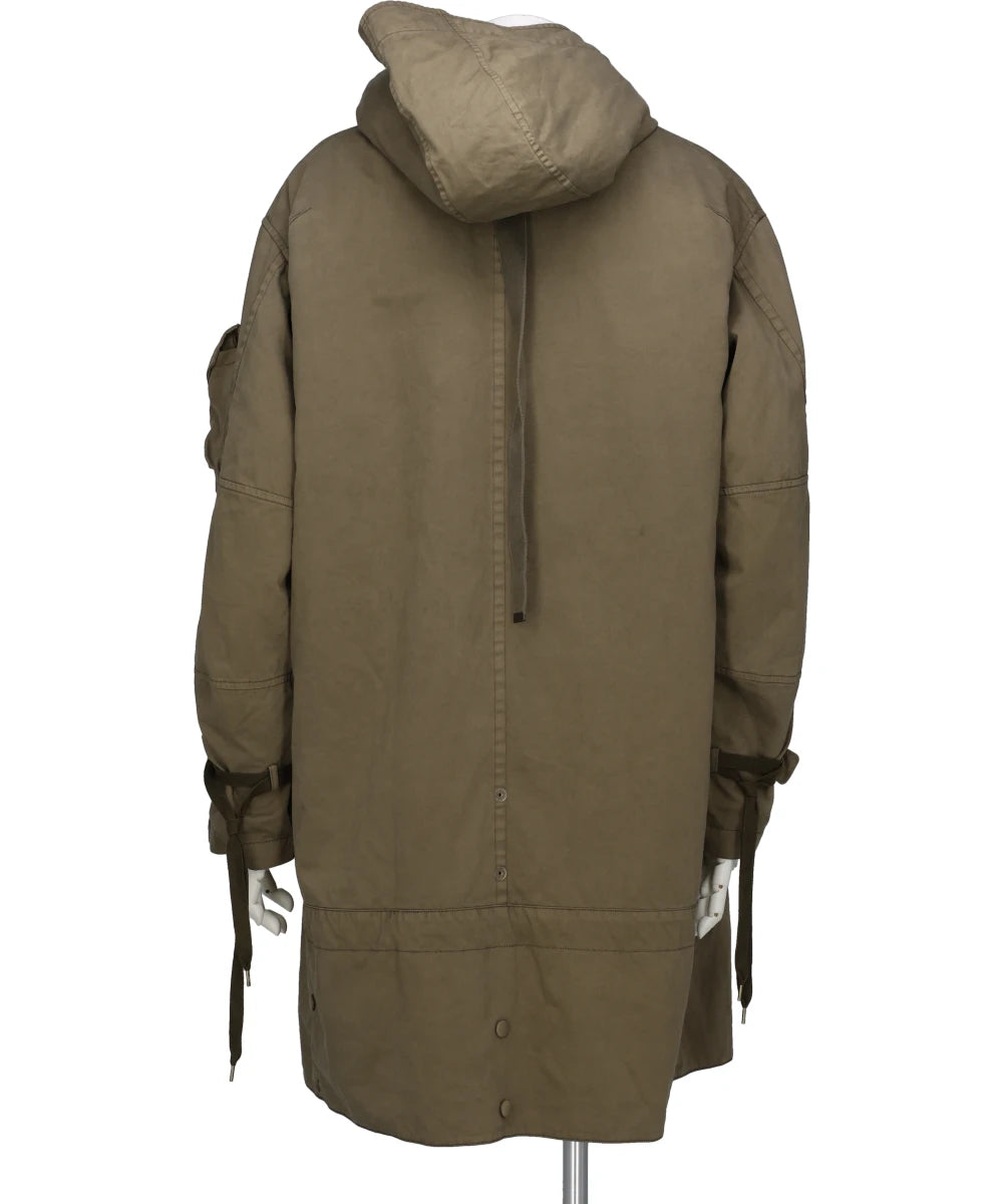 GARMENT DYED HOODIE COAT WITH FUR LINER