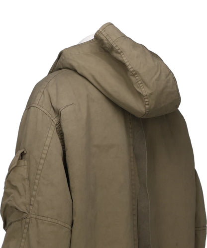 GARMENT DYED HOODIE COAT WITH FUR LINER