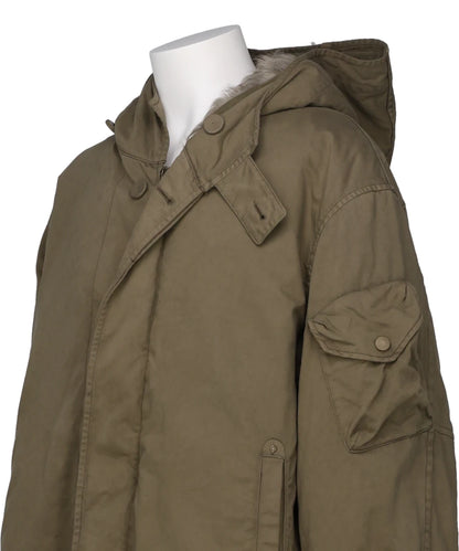 GARMENT DYED HOODIE COAT WITH FUR LINER