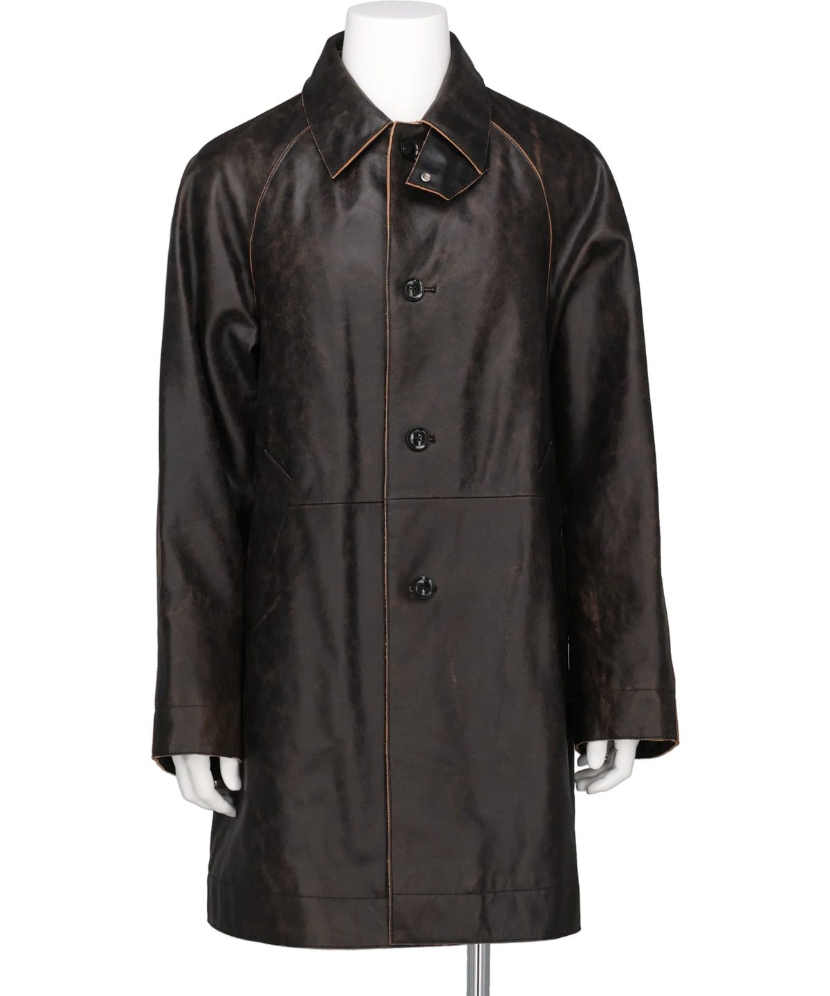 YOKE(ヨーク) 2026AW CRACKED LEATHER CUT-OFF HALF COAT YK26FW01302C