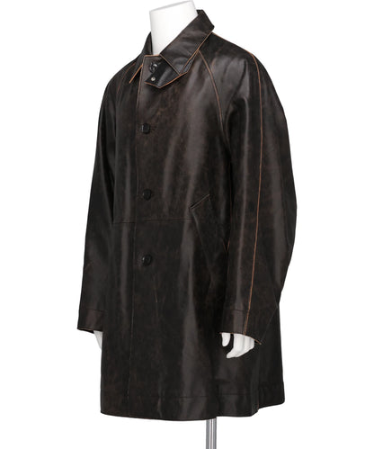 CRACKED LEATHER CUT-OFF HALF COAT