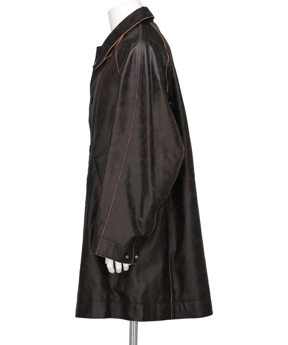 CRACKED LEATHER CUT-OFF HALF COAT