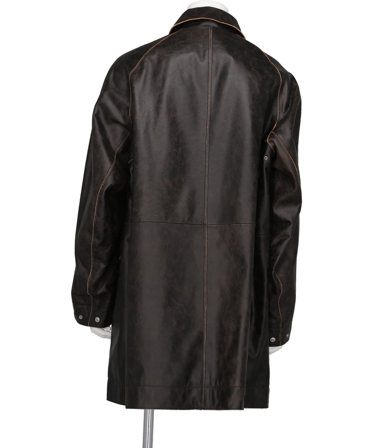 CRACKED LEATHER CUT-OFF HALF COAT