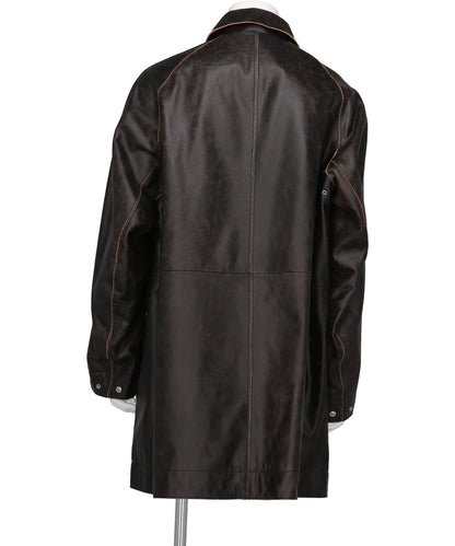 CRACKED LEATHER CUT-OFF HALF COAT