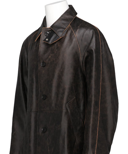 CRACKED LEATHER CUT-OFF HALF COAT