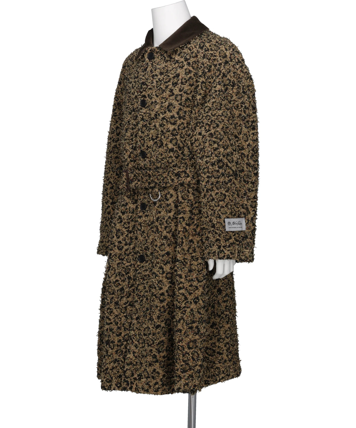 LEOPARD JACQUARD NEEDLE PUNCH BELT COAT