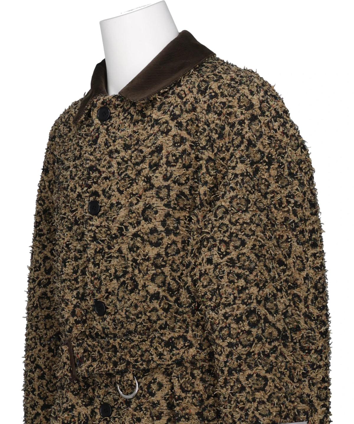 LEOPARD JACQUARD NEEDLE PUNCH BELT COAT