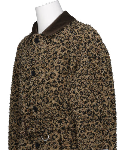 LEOPARD JACQUARD NEEDLE PUNCH BELT COAT