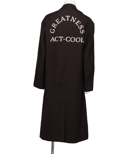 "GREATNESS ACT-COOL"EMBROIDEREDSERGE OVERCOAT