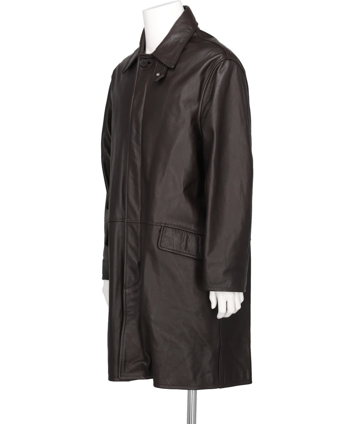 COW LEATHER BALMACAAN COAT