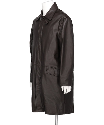 COW LEATHER BALMACAAN COAT