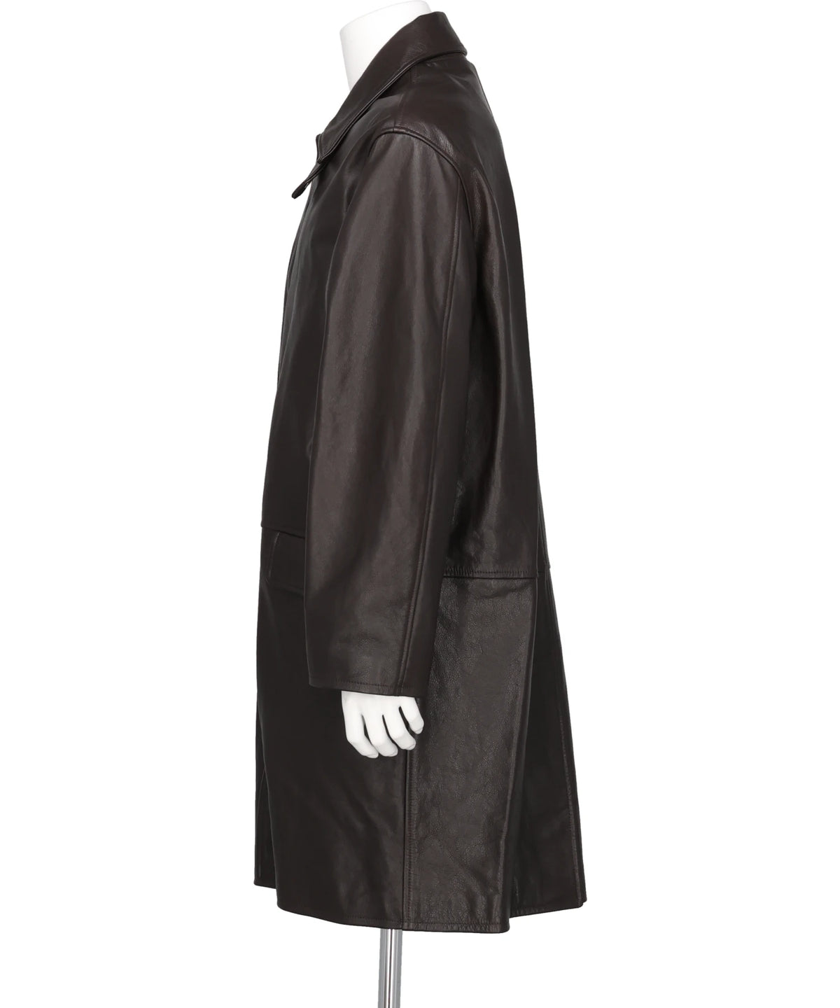 COW LEATHER BALMACAAN COAT