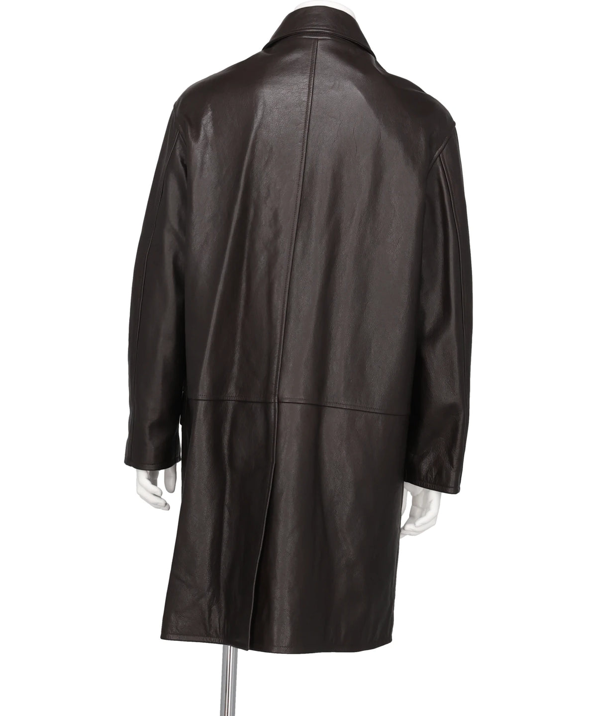 COW LEATHER BALMACAAN COAT