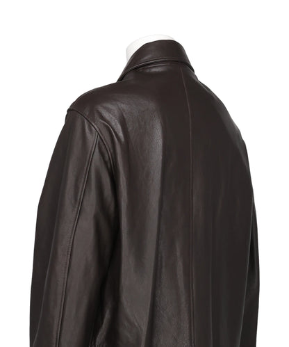 COW LEATHER BALMACAAN COAT