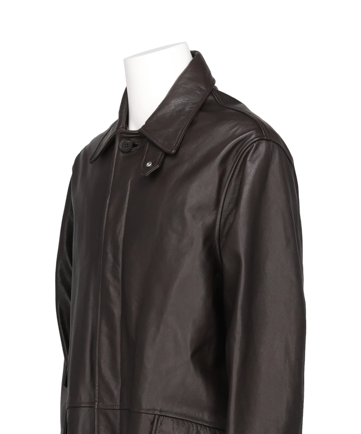 COW LEATHER BALMACAAN COAT