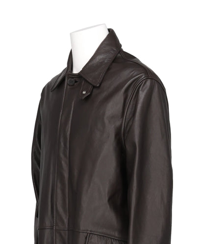 COW LEATHER BALMACAAN COAT