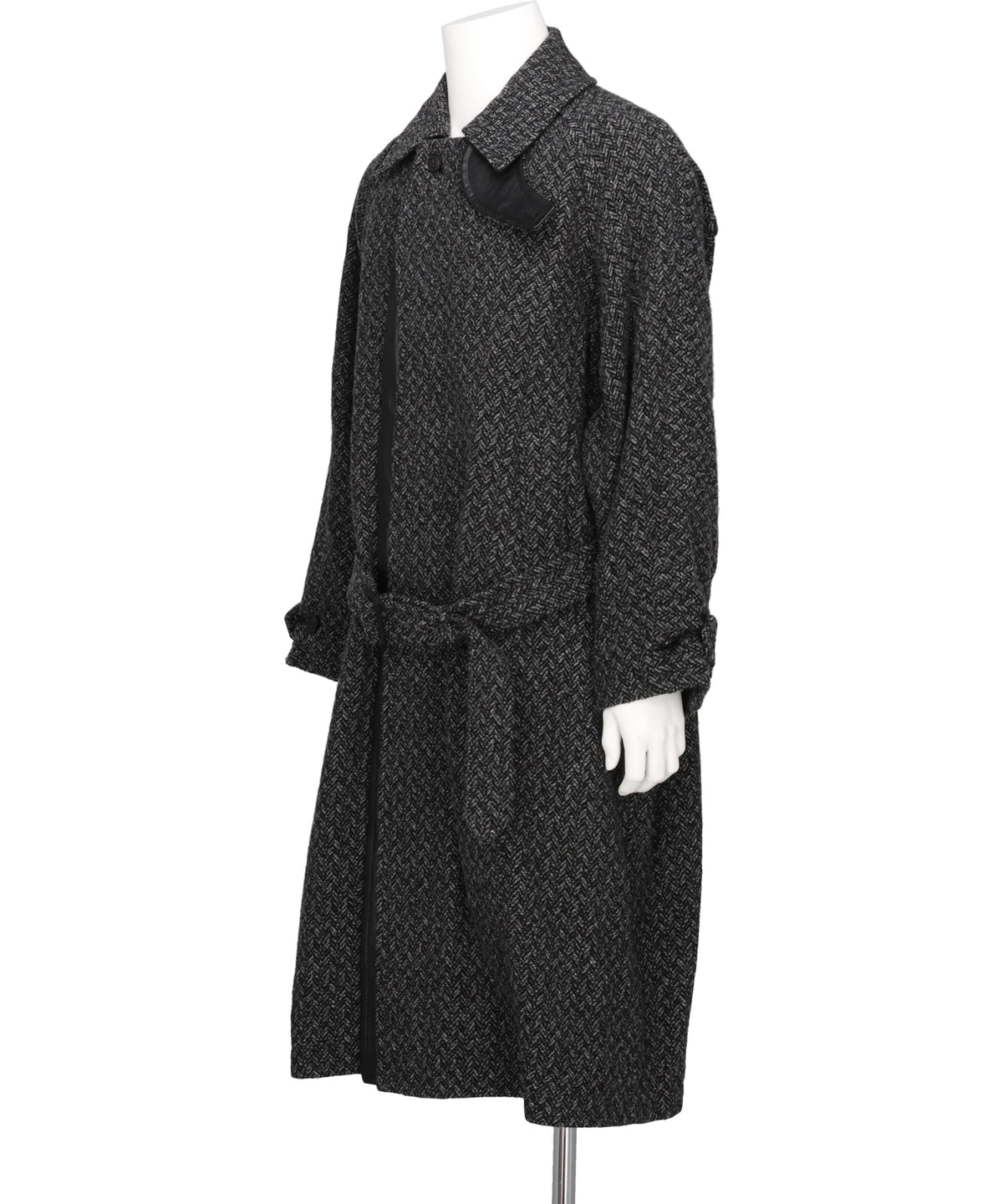 HERRINGBONE WOOL TWEED BALMACAAN OVERCOAT