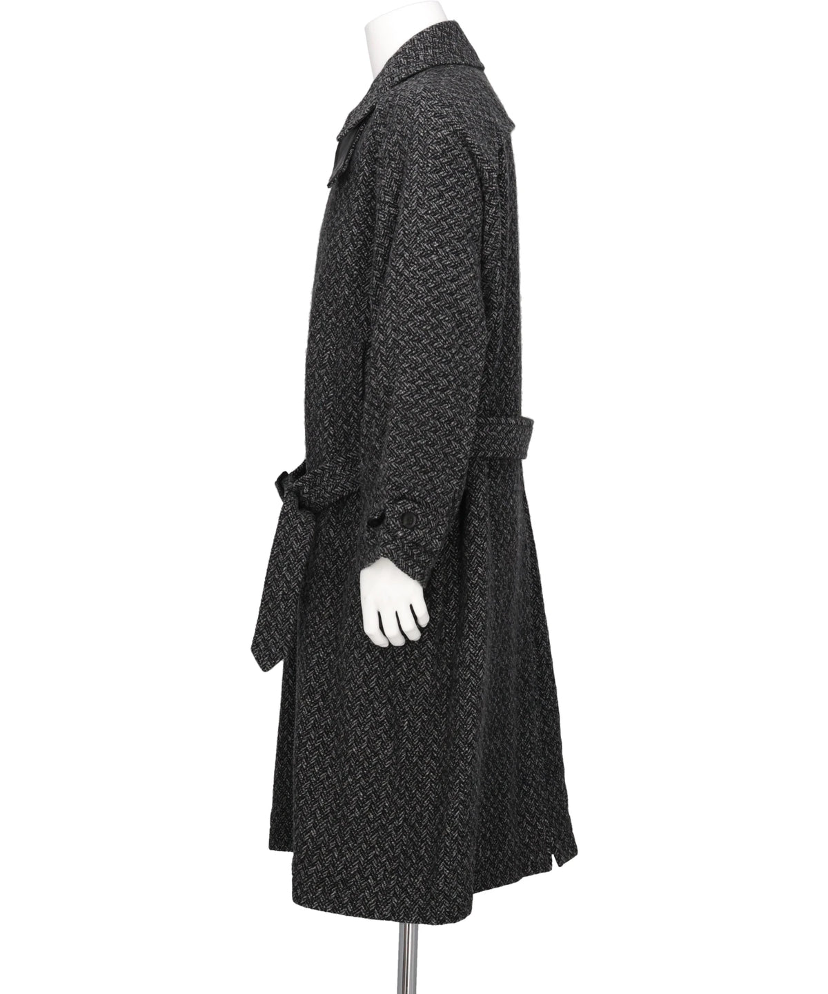 HERRINGBONE WOOL TWEED BALMACAAN OVERCOAT