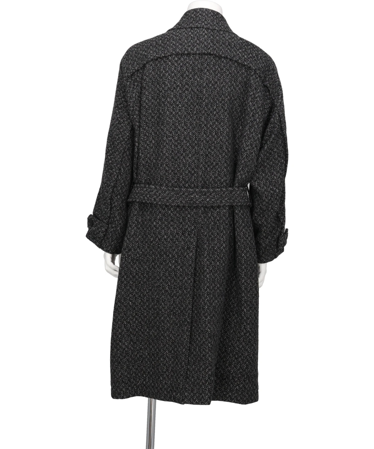 HERRINGBONE WOOL TWEED BALMACAAN OVERCOAT