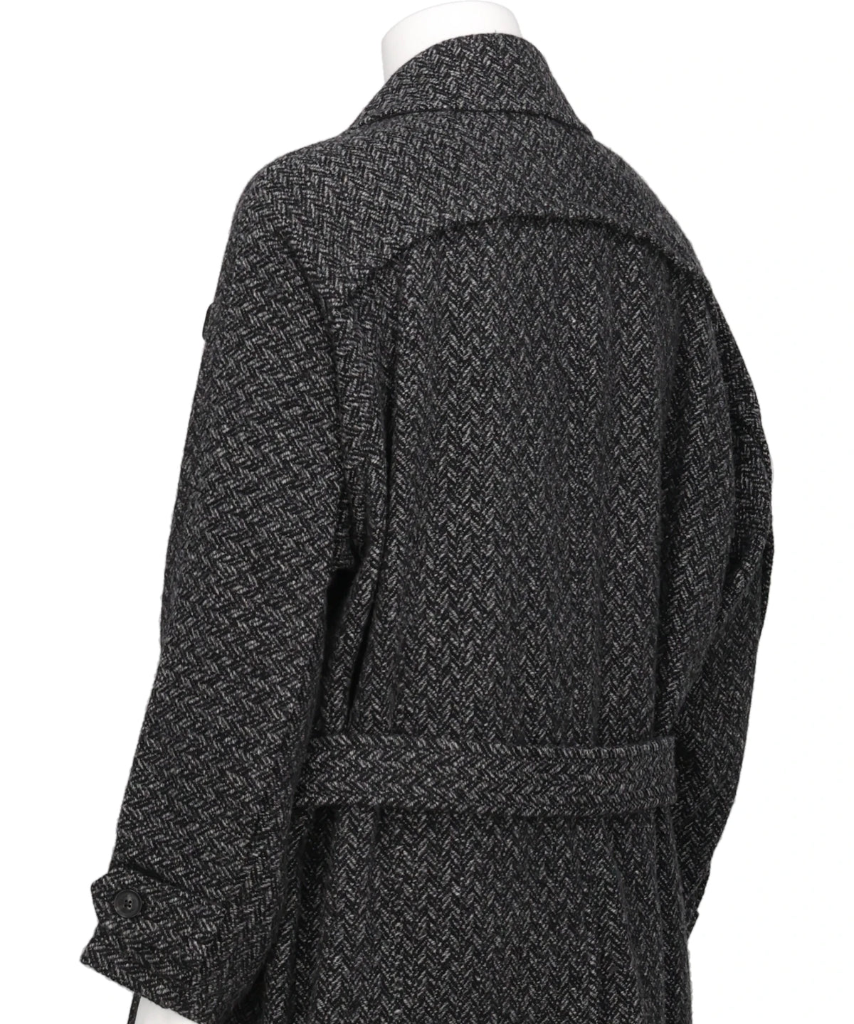 HERRINGBONE WOOL TWEED BALMACAAN OVERCOAT