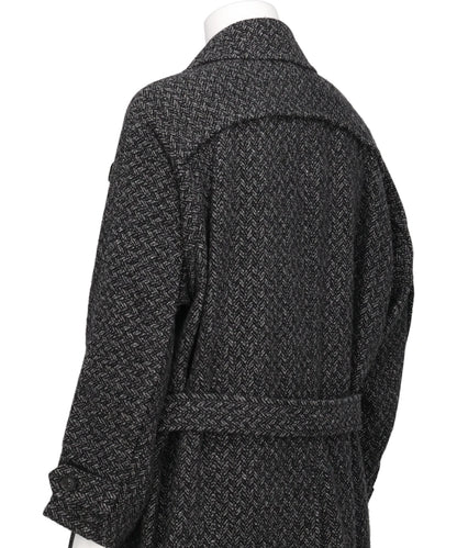 HERRINGBONE WOOL TWEED BALMACAAN OVERCOAT