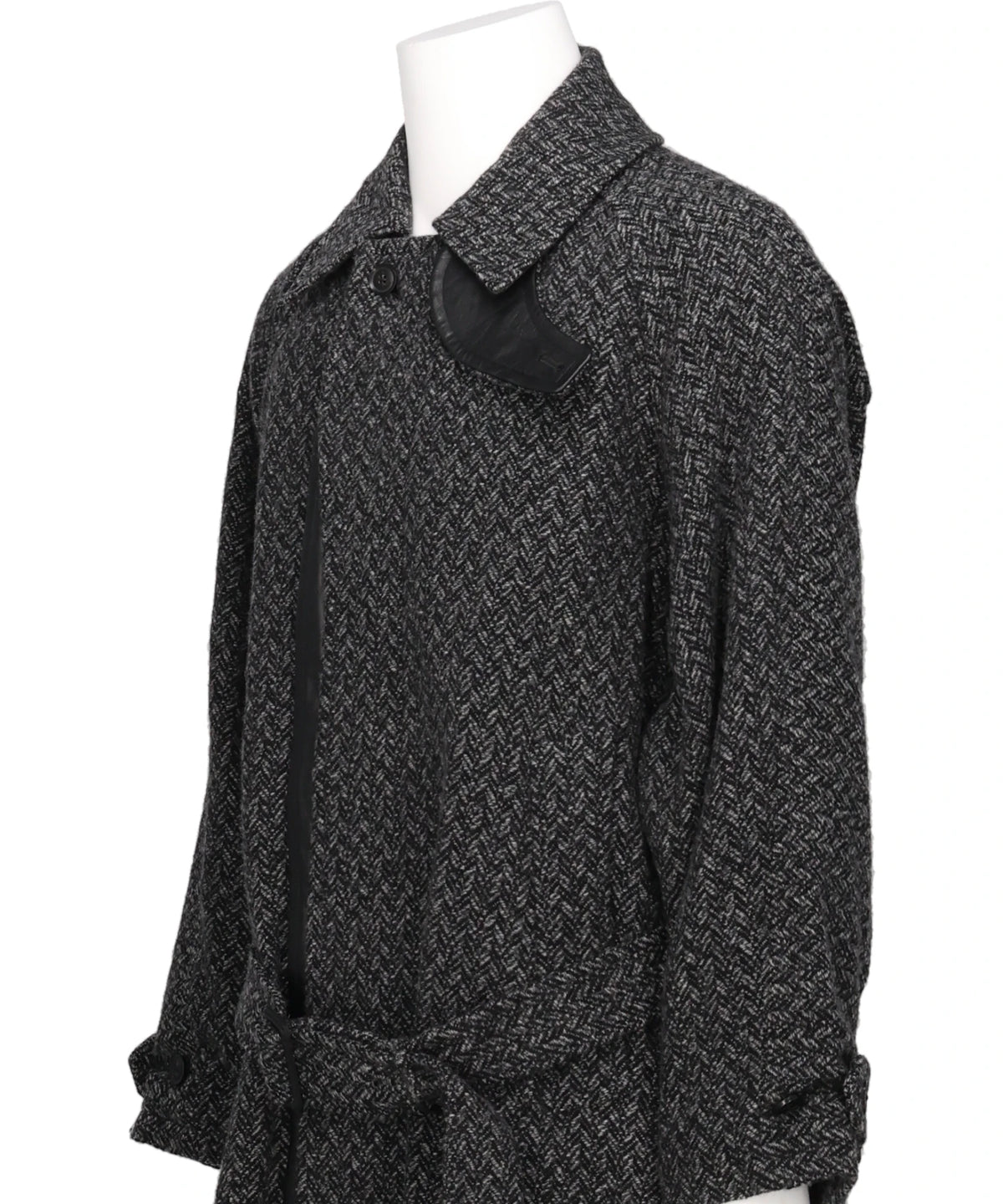 HERRINGBONE WOOL TWEED BALMACAAN OVERCOAT