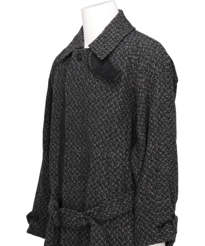 HERRINGBONE WOOL TWEED BALMACAAN OVERCOAT
