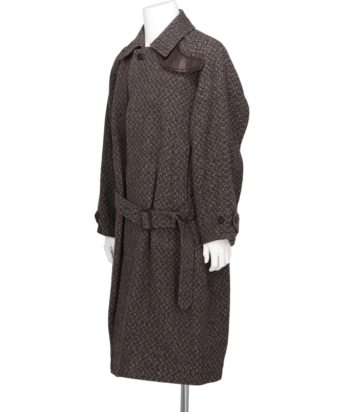 HERRINGBONE WOOL TWEED BALMACAAN OVERCOAT