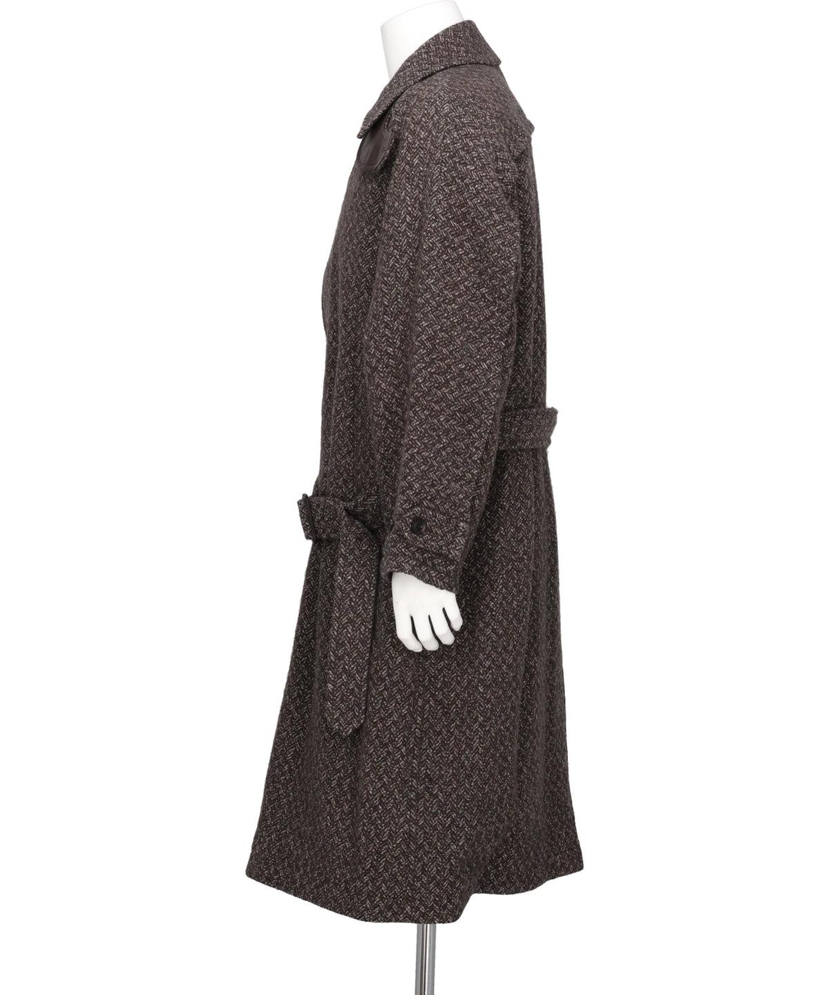 HERRINGBONE WOOL TWEED BALMACAAN OVERCOAT