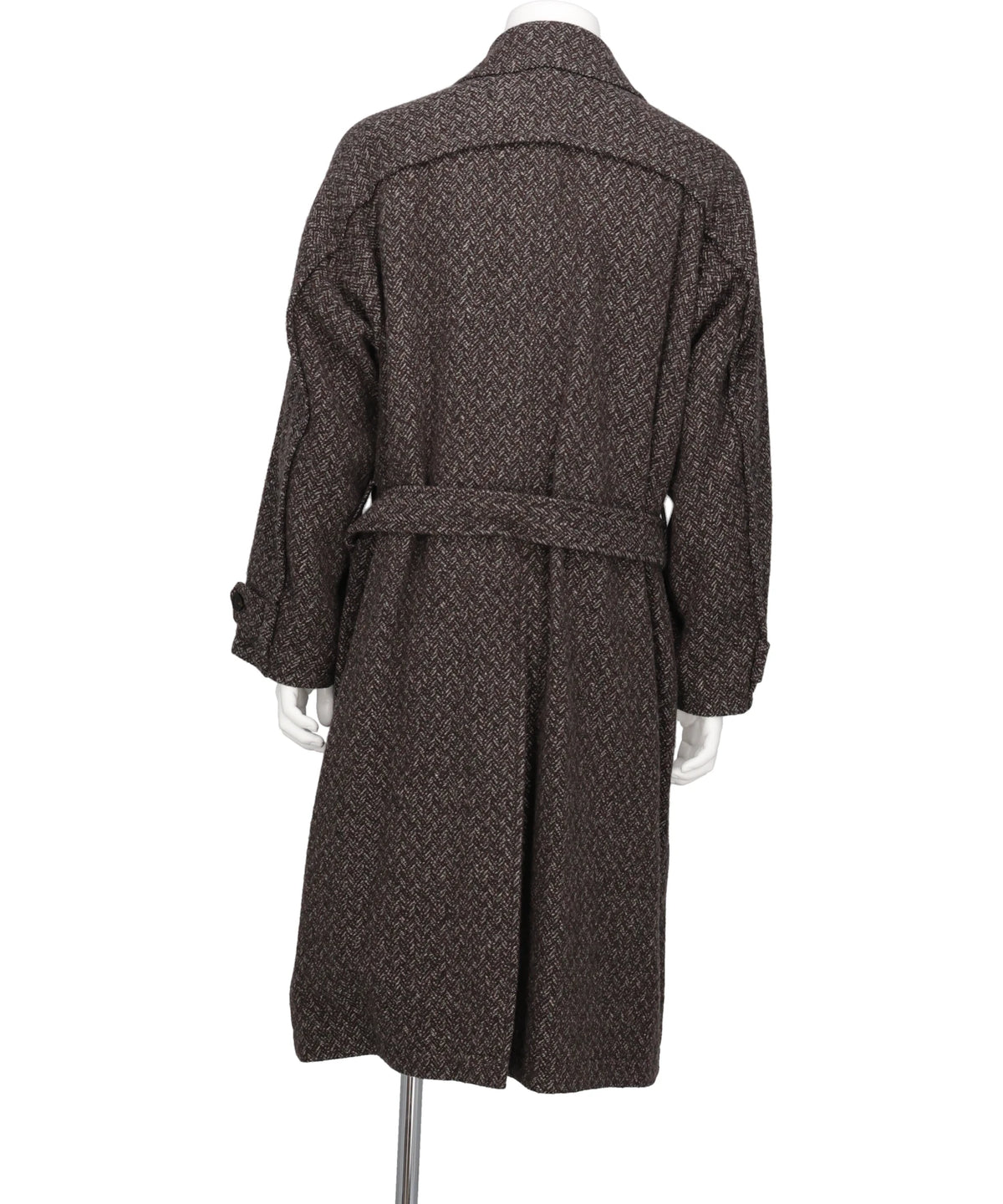 HERRINGBONE WOOL TWEED BALMACAAN OVERCOAT