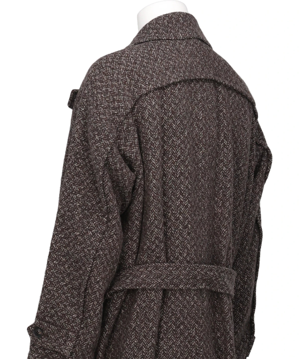 HERRINGBONE WOOL TWEED BALMACAAN OVERCOAT
