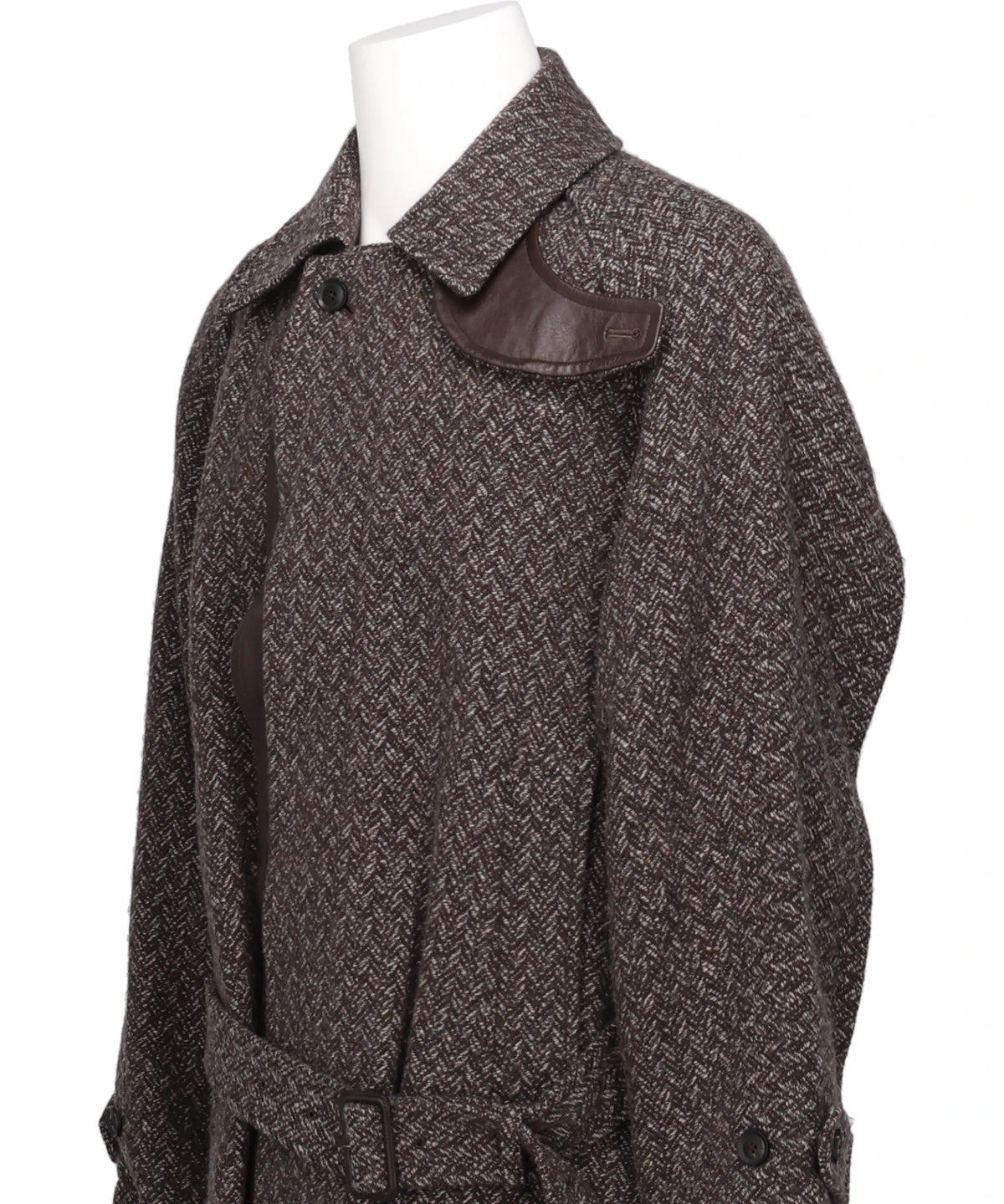 HERRINGBONE WOOL TWEED BALMACAAN OVERCOAT