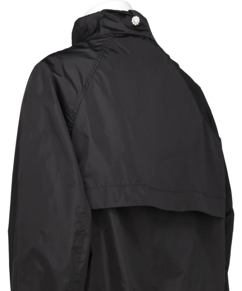 DRAWSTRING DETAIL HARRINGTON JACKET W/DAISY EMB