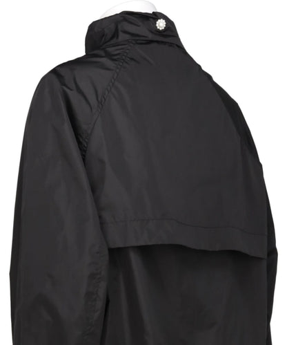 DRAWSTRING DETAIL HARRINGTON JACKET W/DAISY EMB