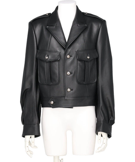 JOHN LAWRENCE SULLIVAN(ジョンローレンスサリバン)GRAIN LEATHER MASSIVE ROUNDED SLEEVEIKE JACKET