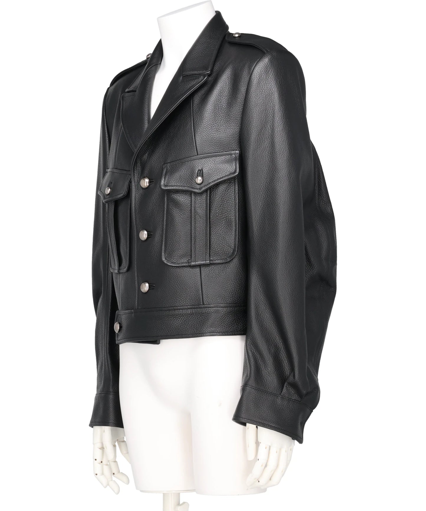 GRAIN LEATHER MASSIVE ROUNDED SLEEVEIKE JACKET