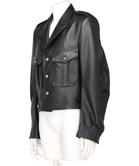 GRAIN LEATHER MASSIVE ROUNDED SLEEVEIKE JACKET