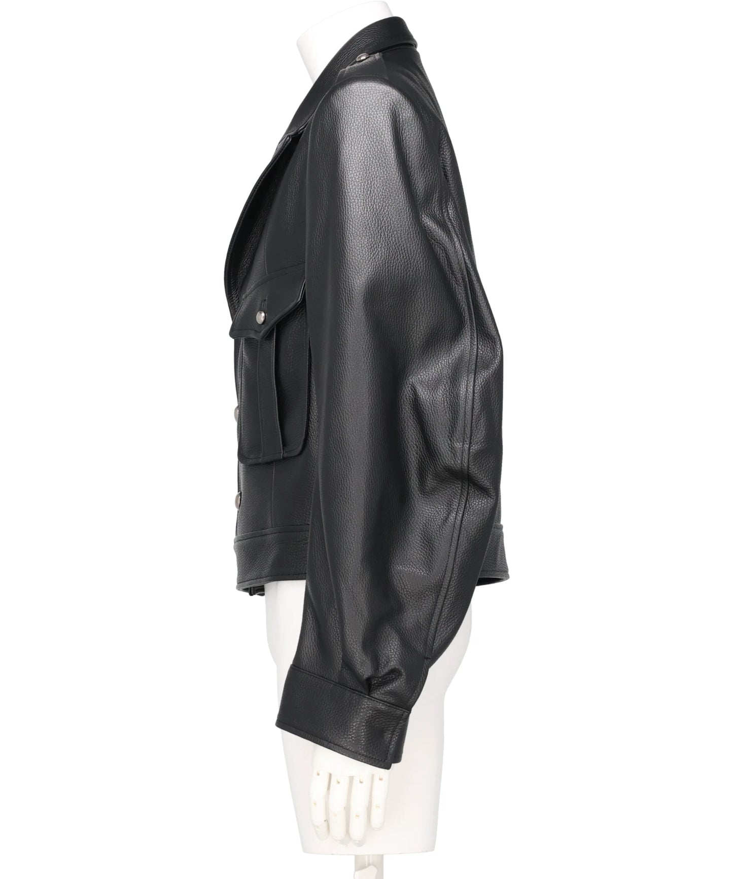 GRAIN LEATHER MASSIVE ROUNDED SLEEVEIKE JACKET
