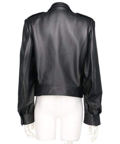 GRAIN LEATHER MASSIVE ROUNDED SLEEVEIKE JACKET