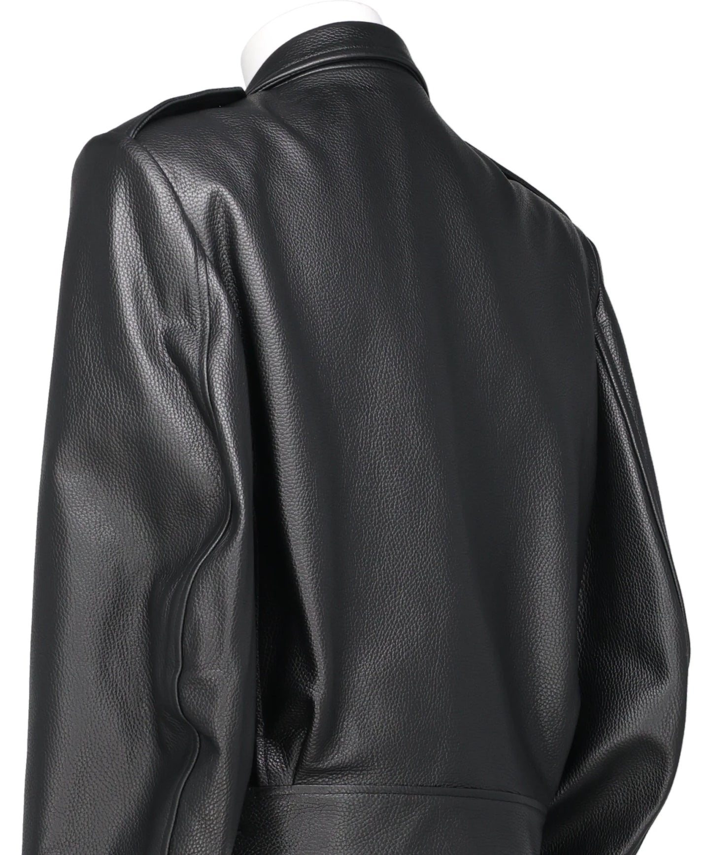 GRAIN LEATHER MASSIVE ROUNDED SLEEVEIKE JACKET