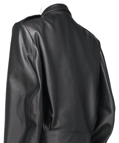 GRAIN LEATHER MASSIVE ROUNDED SLEEVEIKE JACKET
