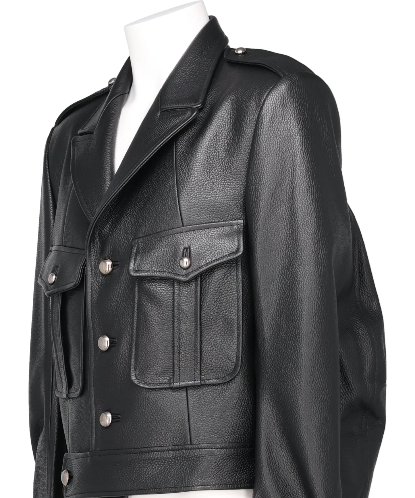 GRAIN LEATHER MASSIVE ROUNDED SLEEVEIKE JACKET