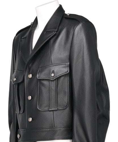 GRAIN LEATHER MASSIVE ROUNDED SLEEVEIKE JACKET