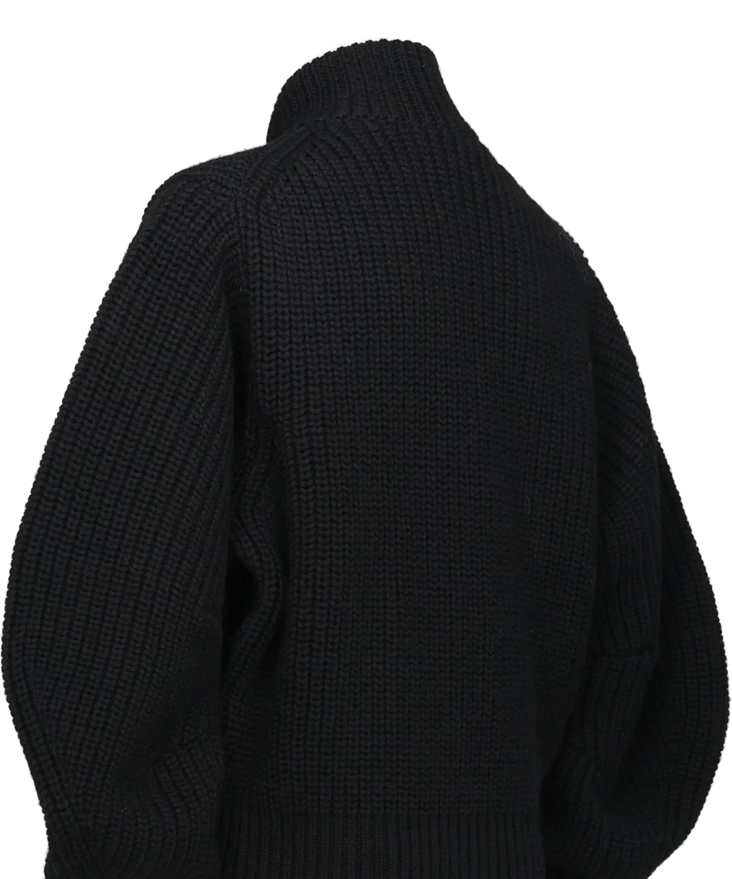 RIBED MASSIVE ROUNDED SLEEVEZIP-UP KNIT JACKET