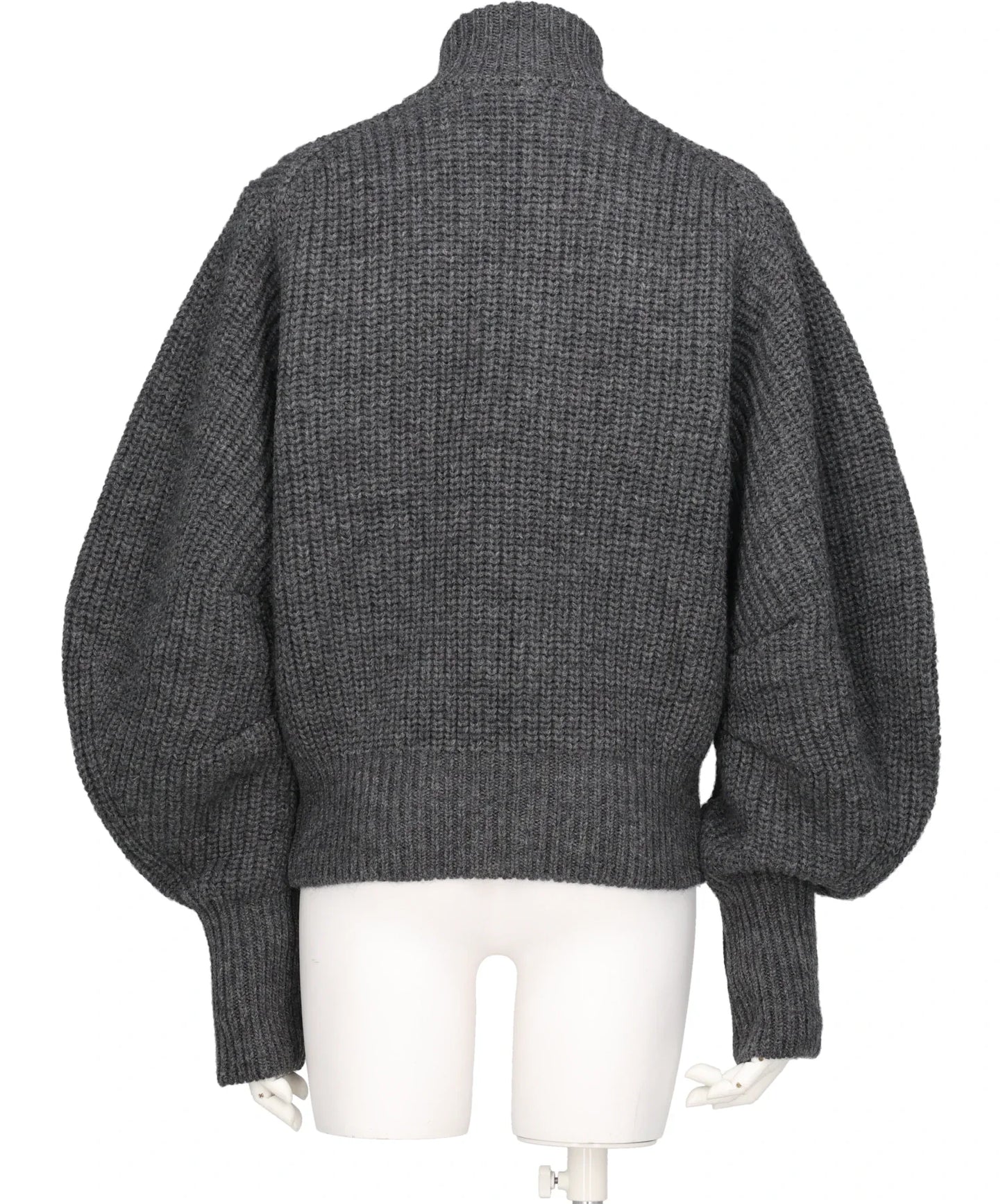 RIBED MASSIVE ROUNDED SLEEVEZIP-UP KNIT JACKET