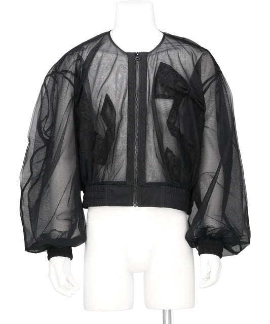 VIVIANO(ヴィヴィアーノ) 2026SS RIBBON DETAIL TULLE BOMBER JACKET VM-SS26-J10