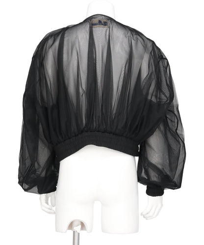 RIBBON DETAIL TULLE BOMBER JACKET