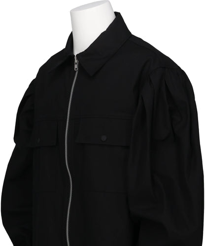 PUFF SLEEVE UTILITY PEN POCKET JACKET W/ DAISY